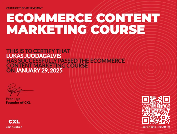 Ecommerce Content Marketing – CXL, 2025