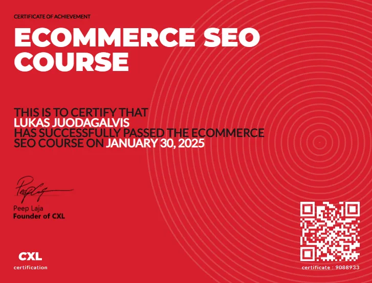 Ecommerce SEO – CXL, 2025