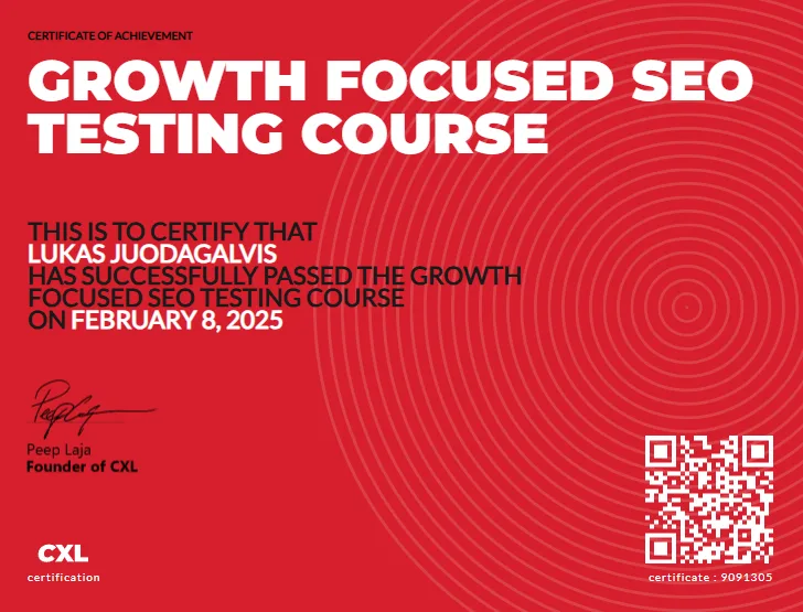 Growth Focused SEO Testing – CXL, 2025